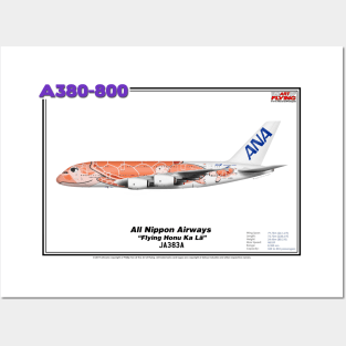 Airbus A380-800 - All Nippon Airways "Flying Honu Ka La" (Art Print) Posters and Art